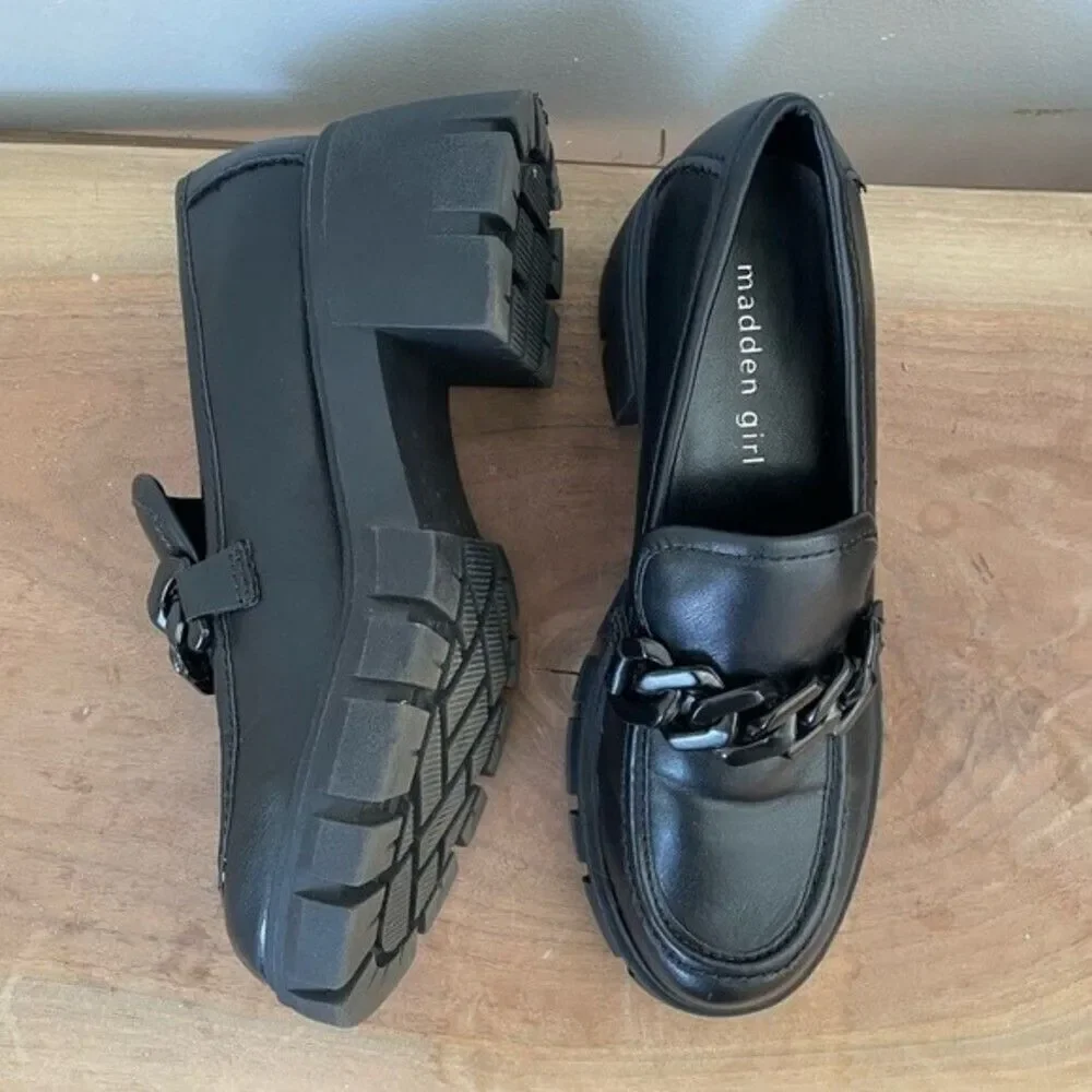 Madden Girl shoes womens black Hastings Platform Casual block heel Shoe size 7